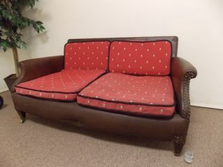    Leather Brown 2 Seated Loveseat with cushions Tampa Brooksville Area