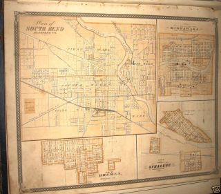 South Bend Mishawana Bremen Indiana Plat Map 1876