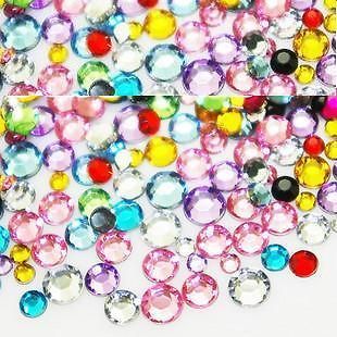 1000pc mixed size&color Japanese Flat Back Round Rhinestone for DIY