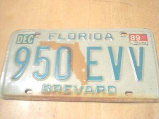 1989 Florida License Plate Brevard County Auto Car Tag
