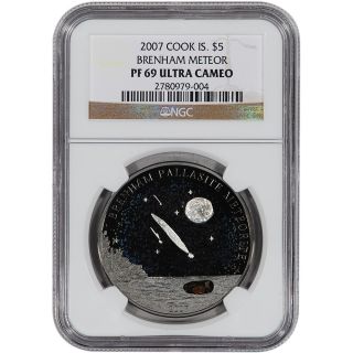 2007 Cook Islands Silver Brenham Meteorite $5   NGC PF69UCAM