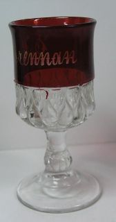 ThisAntique Souvenir E. H. BRENNAN Cranberry Ruby Flash Cut Glass 4 ¼ 