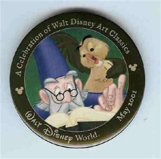 wdcc wdac 2001 convention merlin archimedes disney button one day