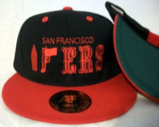 SF San Francisco 49ers Snapback Hat Cap Black Red Retro Vintage Custom 