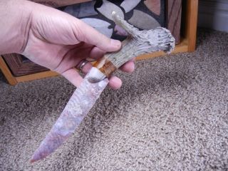    CUSTOM ANTLER KNIFE CHRISTMAS GIFT FOR DAD BRIAN HEAD AGATE KNAPPING