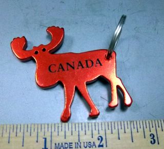 Metal Moose Shaped Canada Keychain the antlers are a bottle opener