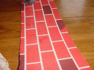 Vintage Christmas Fireplace Brick Rolled Corregated Paper 1960s 