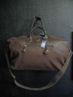 Brics Luggage Duffle Bag Life 22 Suede Dark Brown NWT New Gold Italian 
