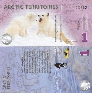 ARCTIC FOXES $1 One Polar Dollar Bank Note Arctic Territories Unique 