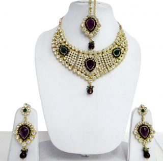   Bollywood Traditional Women Necklace Earring Tikka Set Bridal Jewelry
