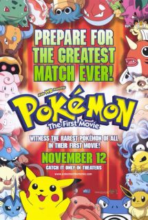 Pokemon The First Movie Movie Poster DS Original 27x40