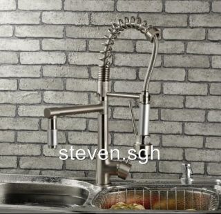 Brushed Nickel Pull Out Handheld Spray Kitchen Faucets 0324F