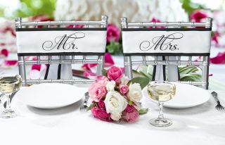   of Mr Mrs Wedding Chair Satin Sash Set Reception Bridal Shower