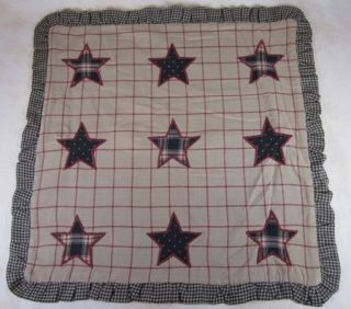   Red Plaid Check Applique Star Bingham Star Pillow Cover 16x16