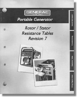 BRIGGS & STRATTON Portable Generator Rotor/ Stator Resistance Manual 