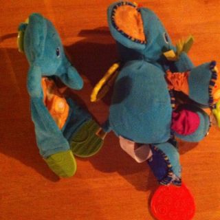 Bright Starts Baby Toy Lot Plush Blue Elephant Crinkle Teether Lovey 