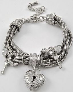   premier Textured Heart and key Multi chain Bracelet brighton bay HOT