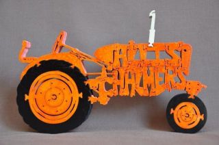 Orange Allis Chalmers Farm Tractor New Wood Toy Puzzle Hand Made USA 