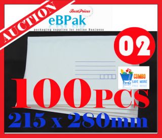 100 #2 215x280mm Bubble Mailer Padded Bag Size 02 White Kraft 