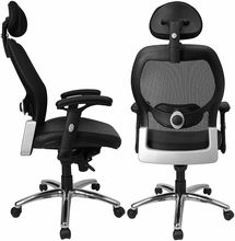 High Back Super Mesh Office Chair with Black Italian Leather Seat and 