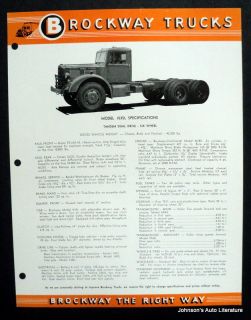 Brockway 1957 Model 153SL Tandem Duel Drive Truck Brochure