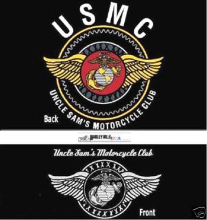 US Marine Corps T shirt USMC Uncle Sams Motorcycle Club Sam MC Biker 