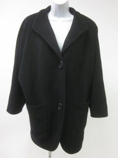     Black Wool Long Sleeves Button Front Jacket 8