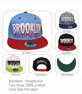 Brooklyn Flat Brimmed Snap Back Snapback Drip Cap Hat