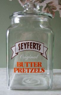 Vintage Seyferts Orginal Butter Pretzels Store Counter Glass Jar 