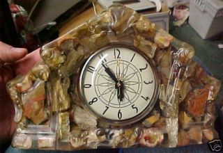 RARE Lanshire Agate Agates Electric Mantel Shelf Clock