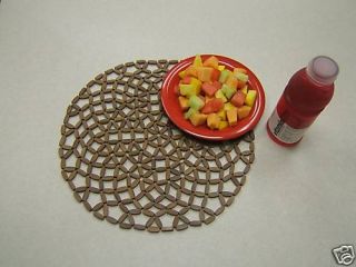 Set of Four Daisy Bamboo Brown Round Placemats