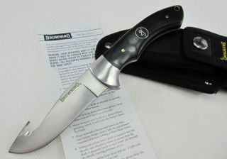 New Browning Wood Handle Hunter Guthook Folding Pocket Knife Combo Set 
