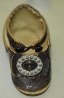 1800s Antique Bru JNE Original Leather Shoe Signed 5 Bru JNE Paris 