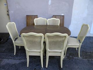 FRENCH PAINTED DINING TABLE WITH 6 CHAIRS & 2 LEAVES BY DIXIE #1838