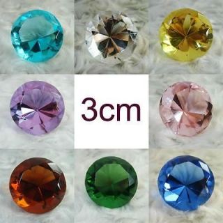 Crystal Glass Paperweight Diamond Shaped Gem Display 3cm (Choose Color 