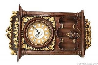 Imported Antique Polyresin Linseng 29X19 Pendulum Wall Clock Free Ship 