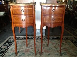 fine pair petite nightstands french antique marble top time left