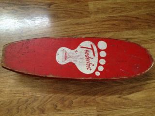 VINTAGE OLD NASH SKATEBOARD WOODEN TENDERFOOT RED WITH STEEL METAL 