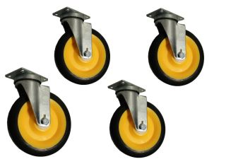 Black/yellow polyurethane mold on wheels, top plate swivel casters 