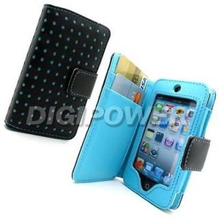 newly listed blue leather polka wallet case cover for apple