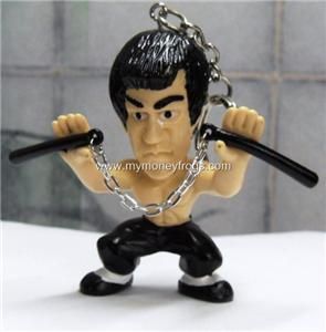 New Bruce Lee Nunchakus Action Figure Toy Keychain B