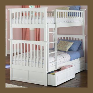 Kids Wood Bunk Bed Twin Over Twin White Girls Boys
