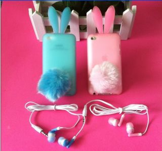    Of Cute Rabbit Bunny Silicone Case Cover Earphone For iPod Touch 4th
