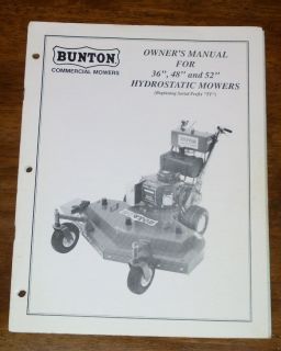 Bunton 36 48 52 Hydrostatic Mower Owners Manual
