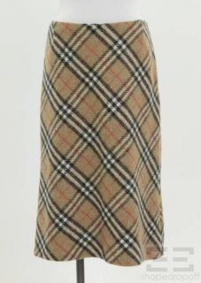 Burberry London Tan Nova Check Wool Pencil Skirt Size US6