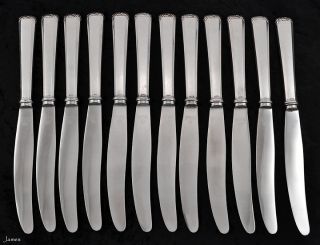 12 LG German Bruckmann Sohne 800 Silver Handle Knives