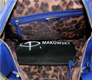 new nwt b makowsky burnett $ 298 blue leather satchel bag
