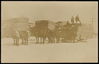 Clam Falls Wi Wisconsin Horsedrawn Hauling Lumber in The Winter 1909 