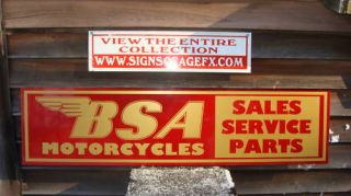 1950s 60s BSA Motorcycle Dealer Service Parts Sign Garage Art Decor 