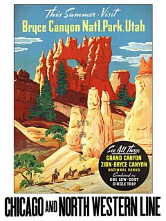  Vintage Travel Poster "Bryce Canyon" 18"X24"